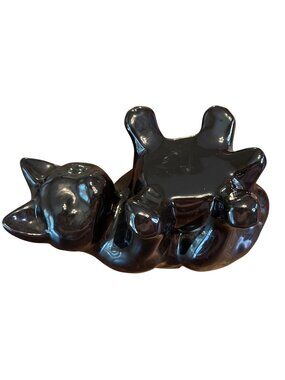 Ceramic Haeger Black Cat Plant Stand Holder VTG Mid-Century Modern Tabletop Deco